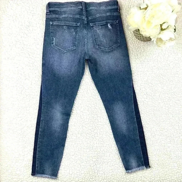 Altar’d State Side Stripe Raw Hem Highrise Ankle Stretch Skinny Jean Size 7 - Picture 2 of 14